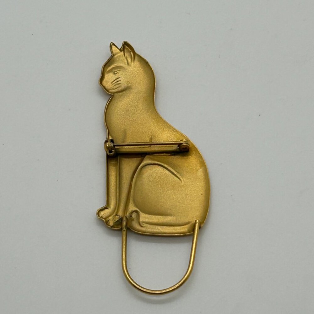 Vintage Gold Tone Cat Eyeglass Holder Brooch Pin Spectacle Hanger Reader Hanger - Picture 13 of 13